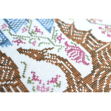 Counted Cross Stitch Ukrainian dragon sampler Tela-Artis X-021, Evenweave Fabric, hand-dyed DMC