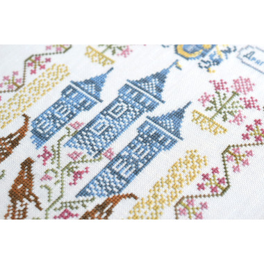 Counted Cross Stitch Ukrainian dragon sampler Tela-Artis X-021, Evenweave Fabric, hand-dyed DMC