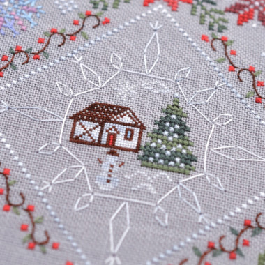 Counted Cross Stitch Winter Symphony sampler Tela-Artis X-025, Evenweave Fabric, hand-dyed DMC