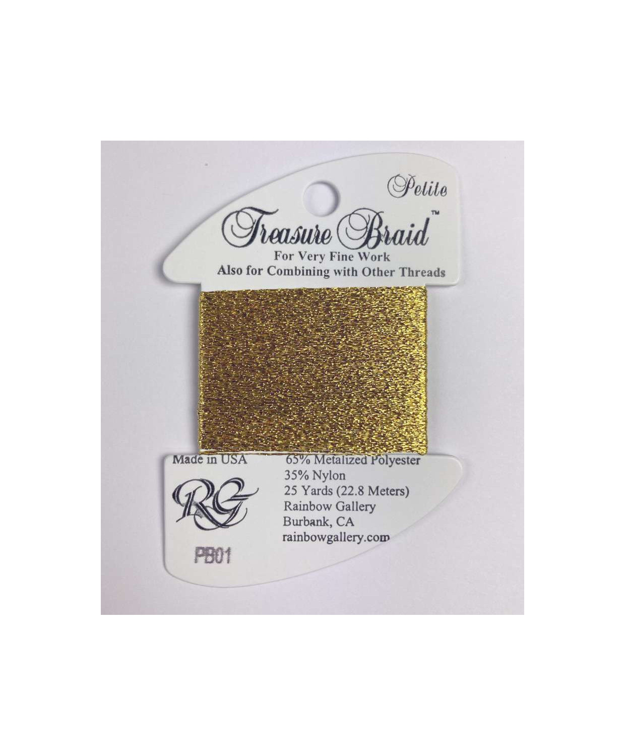 PB01 Metallized Thread Treasure Braid Petite Rainbow Gallery Bright Gold