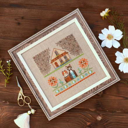 Counted Cross Stitch Feline Gothic sampler Tela-Artis X-026, Evenweave Fabric, hand-dyed DMC
