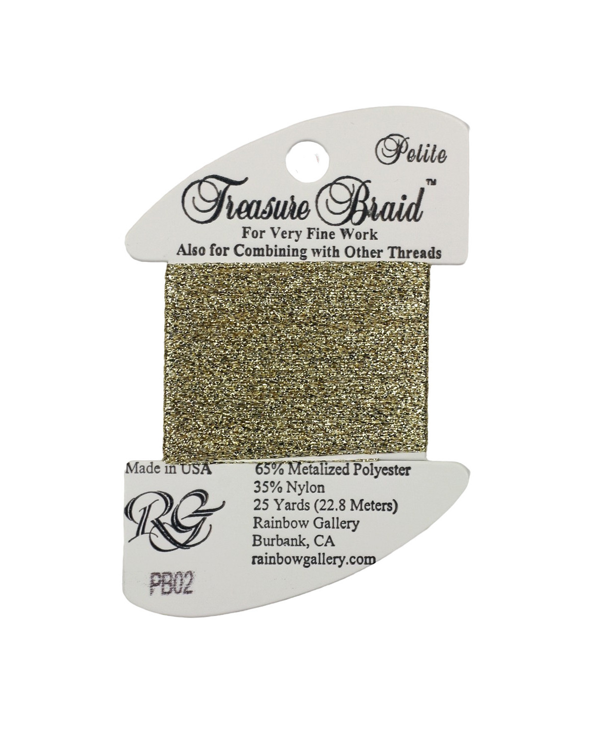 PB02 Metallized Thread Treasure Braid Petite Rainbow Gallery Arctic Gold