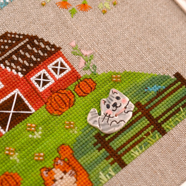 Counted Cross Stitch On Guard sampler Tela-Artis X-027, Evenweave Fabric, hand-dyed DMC