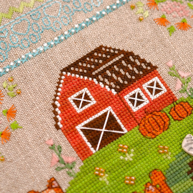 Counted Cross Stitch On Guard sampler Tela-Artis X-027, Evenweave Fabric, hand-dyed DMC