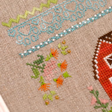 Counted Cross Stitch On Guard sampler Tela-Artis X-027, Evenweave Fabric, hand-dyed DMC