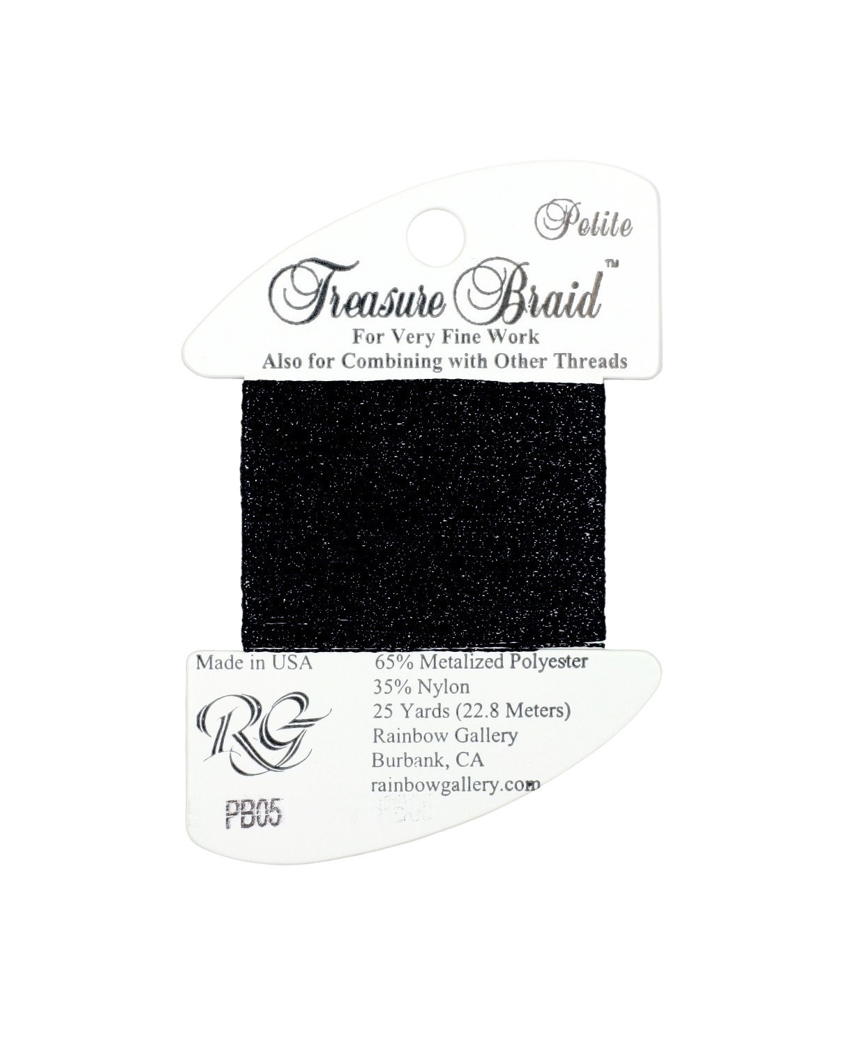 PB05 Metallized Thread Treasure Braid Petite Rainbow Gallery Black