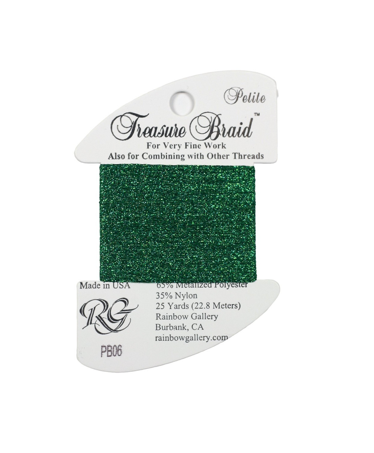 PB06 Metallized Thread Treasure Braid Petite Rainbow Gallery Green