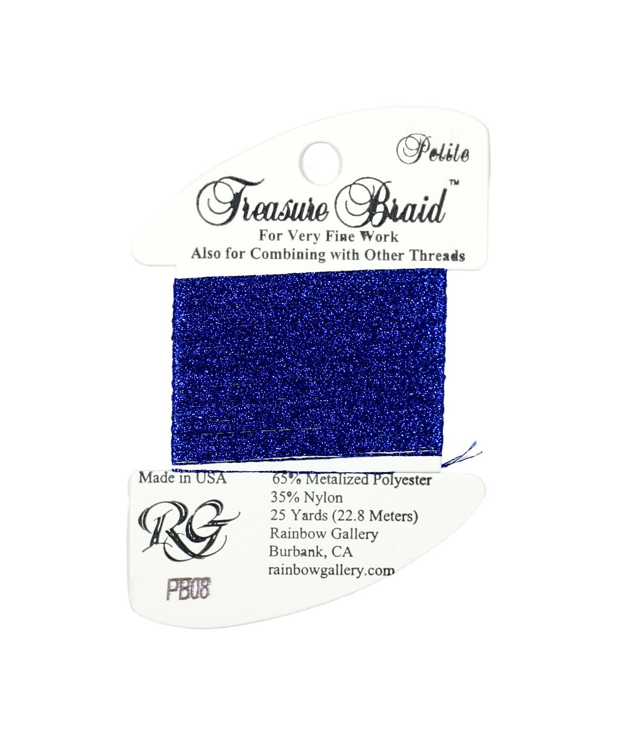 PB08 Metallized Thread Treasure Braid Petite Rainbow Gallery Royal Blue