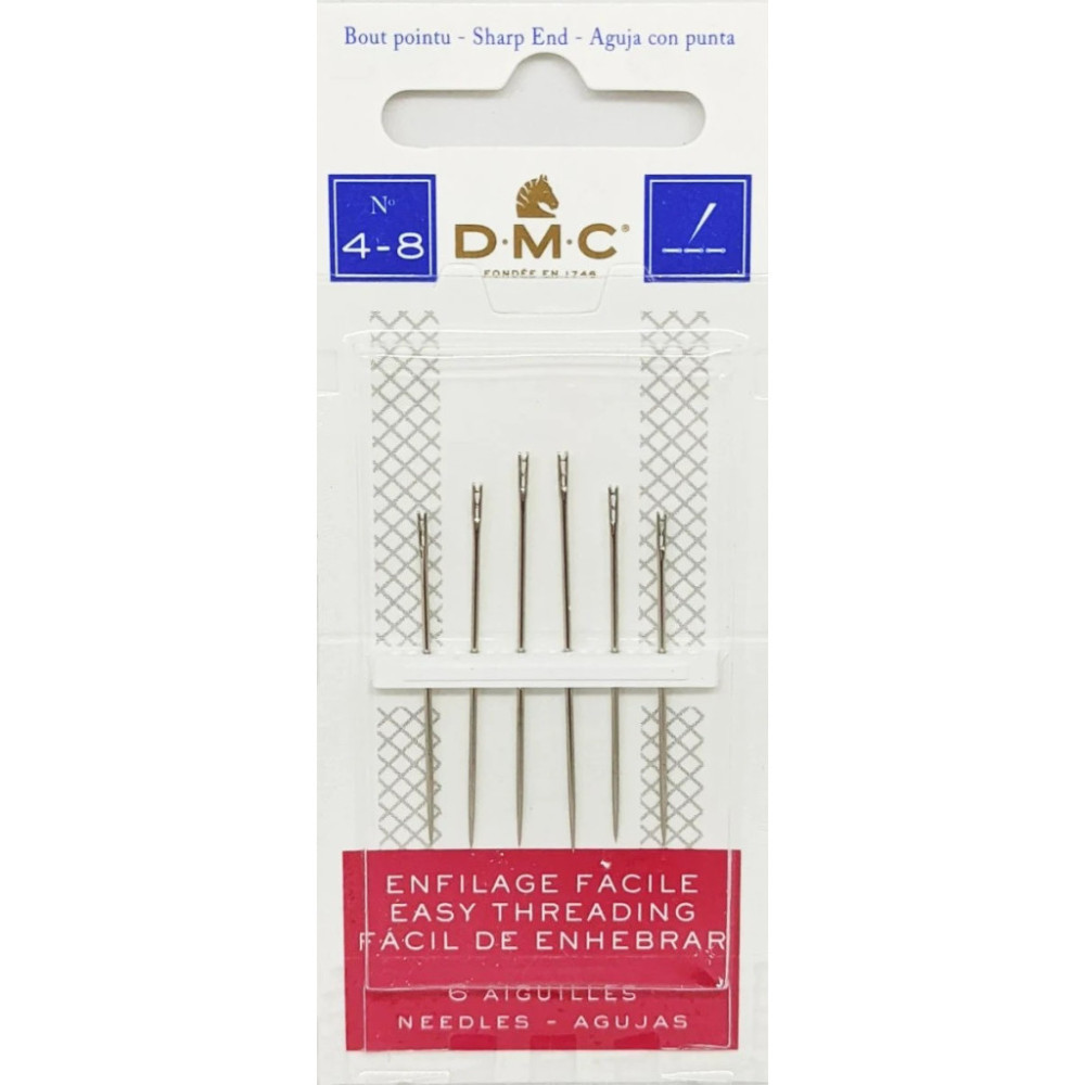 Hand needles for the visually impaired No. 4-8, 6 pcs. DMC 1770/4 Hand needles for the visually impaired No. 4-8, 6 pcs. DMC 1770/4