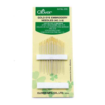 Clover Gold Eye Embroidery Needles 235 – Sizes 3-9