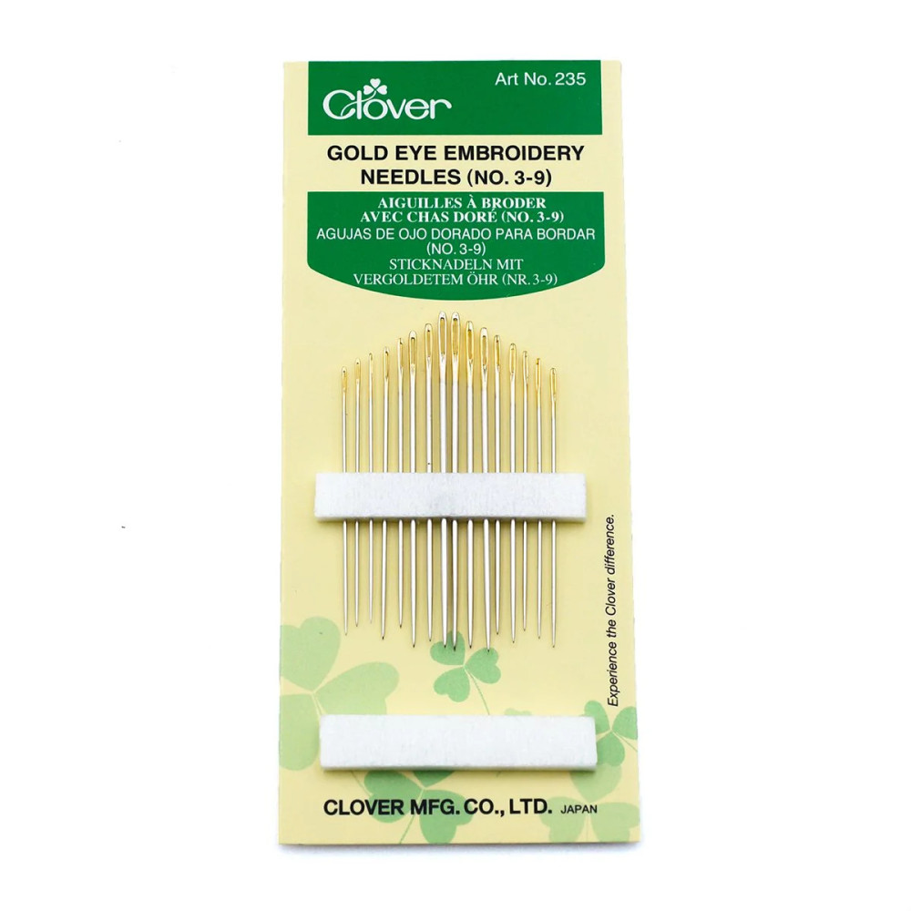 Clover Gold Eye Embroidery Needles 235 – Sizes 3-9 Clover Gold Eye Embroidery Needles 235 – Sizes 3-9