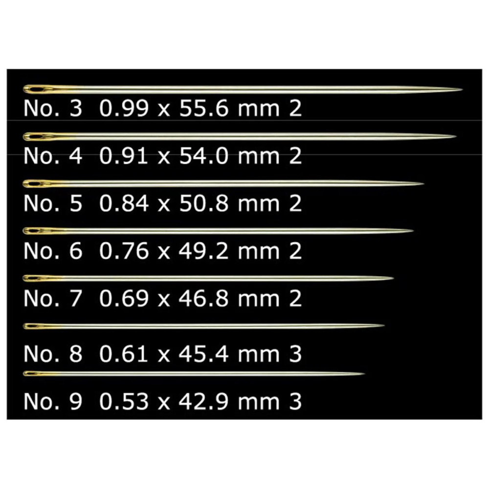 Clover Gold Eye Milliners Needles 236 – Sizes 3-9