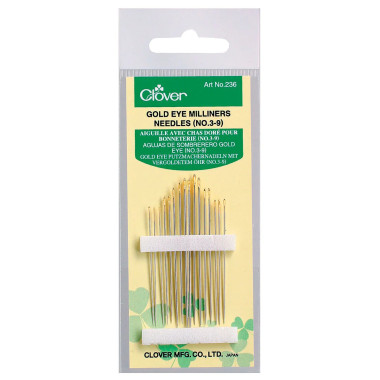 Clover Gold Eye Milliners Needles 236 – Sizes 3-9