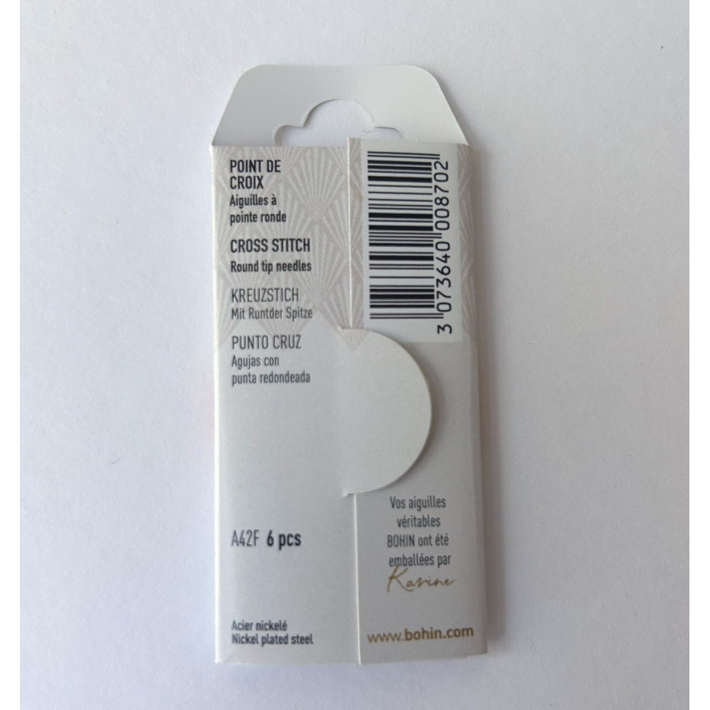 Bohin Cross Stitch Needles Size 28 round tip (00870)