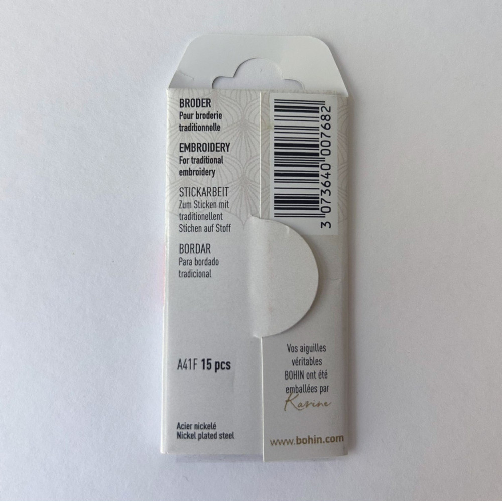 Bohin Embroidery Needles Assorted Sizes 3–9 (00768)
