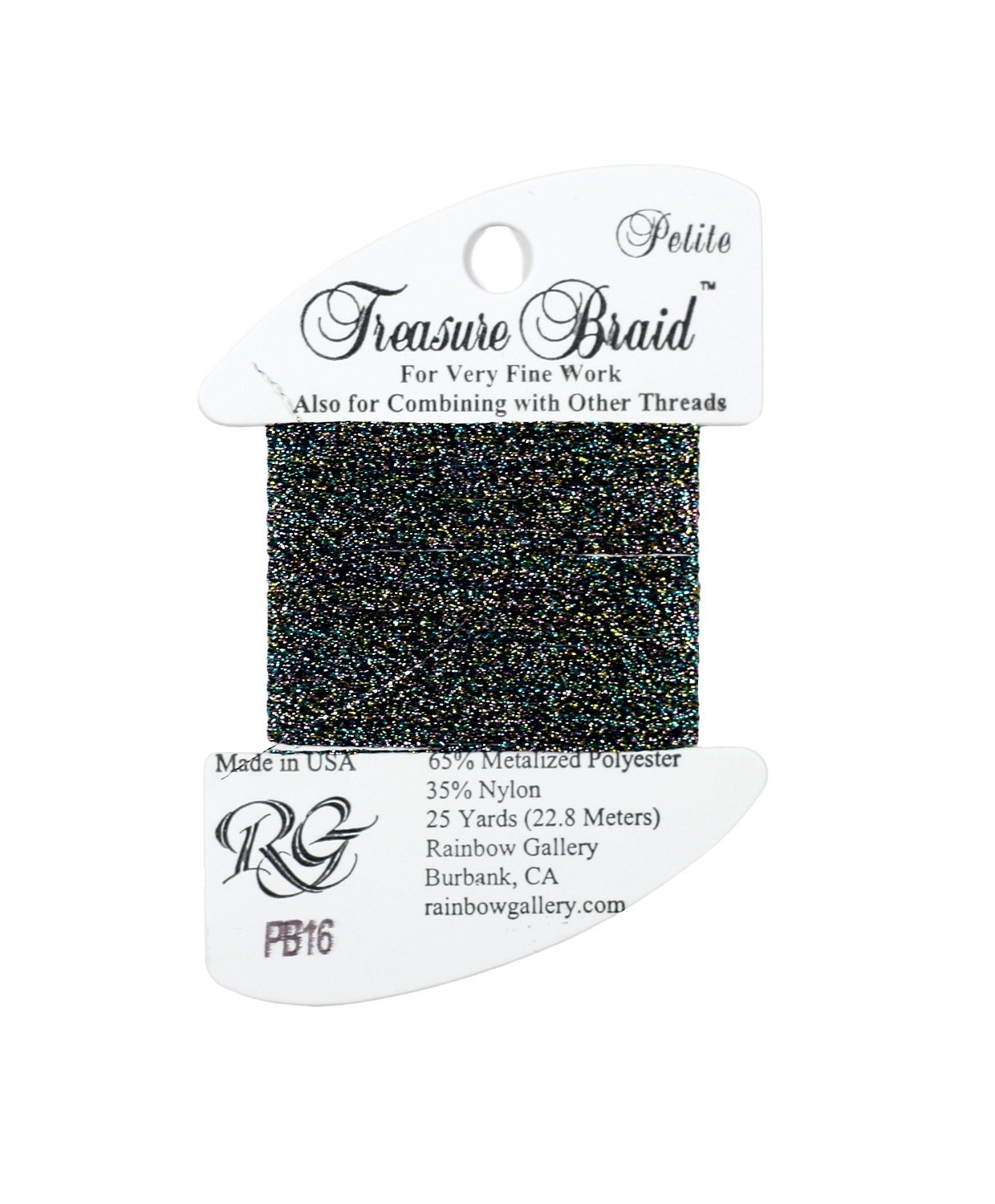 PB16 Metallized Thread Treasure Braid Petite Rainbow Gallery Dark Multi