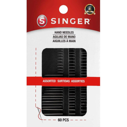 SINGER 07380 Набор ручных игл: промежуточные, шенильные, штопальные, вышивальные, гобеленовые и острые, 60 штук