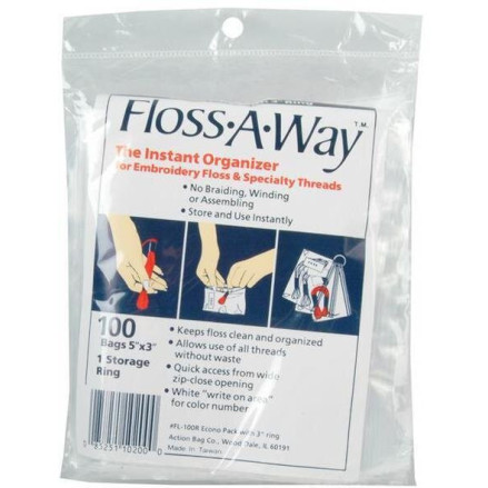 Action Bag Floss-A-Way Thread Organizer FL100R – 100-Piece Storage Kit with Metal Ring