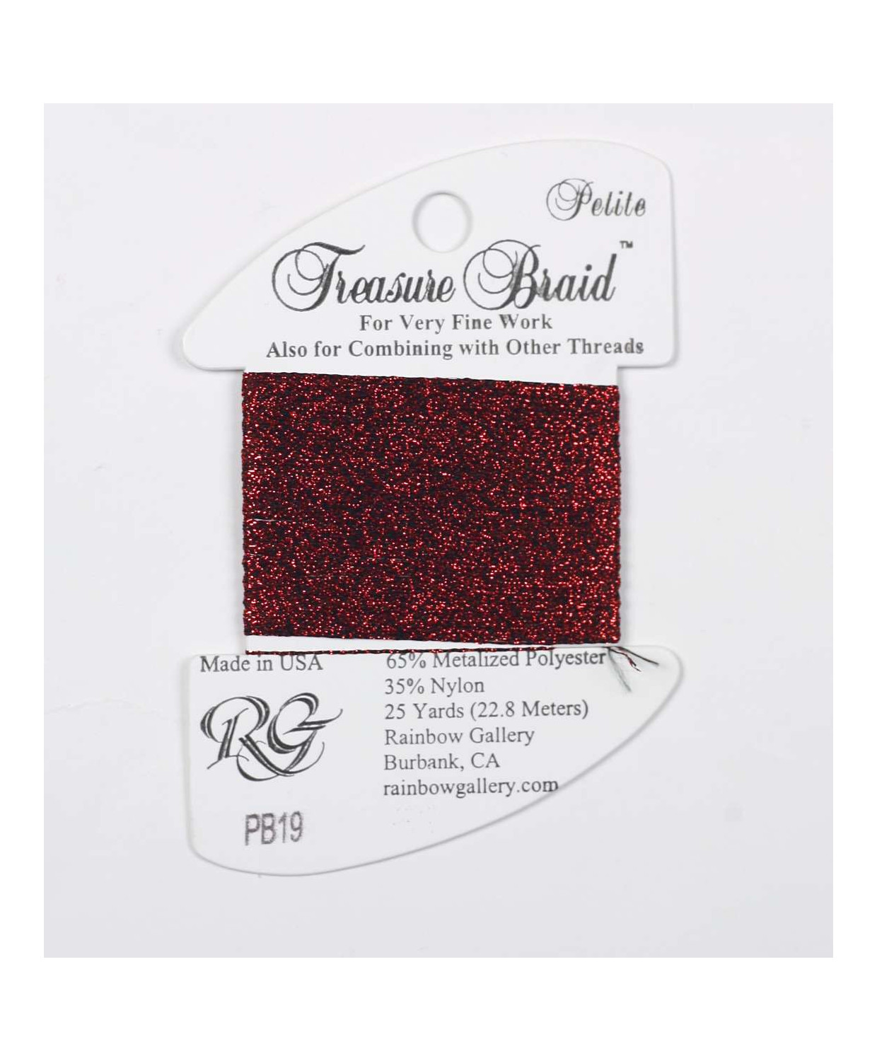 PB19 Metallized Thread Treasure Braid Petite Rainbow Gallery Dark Red