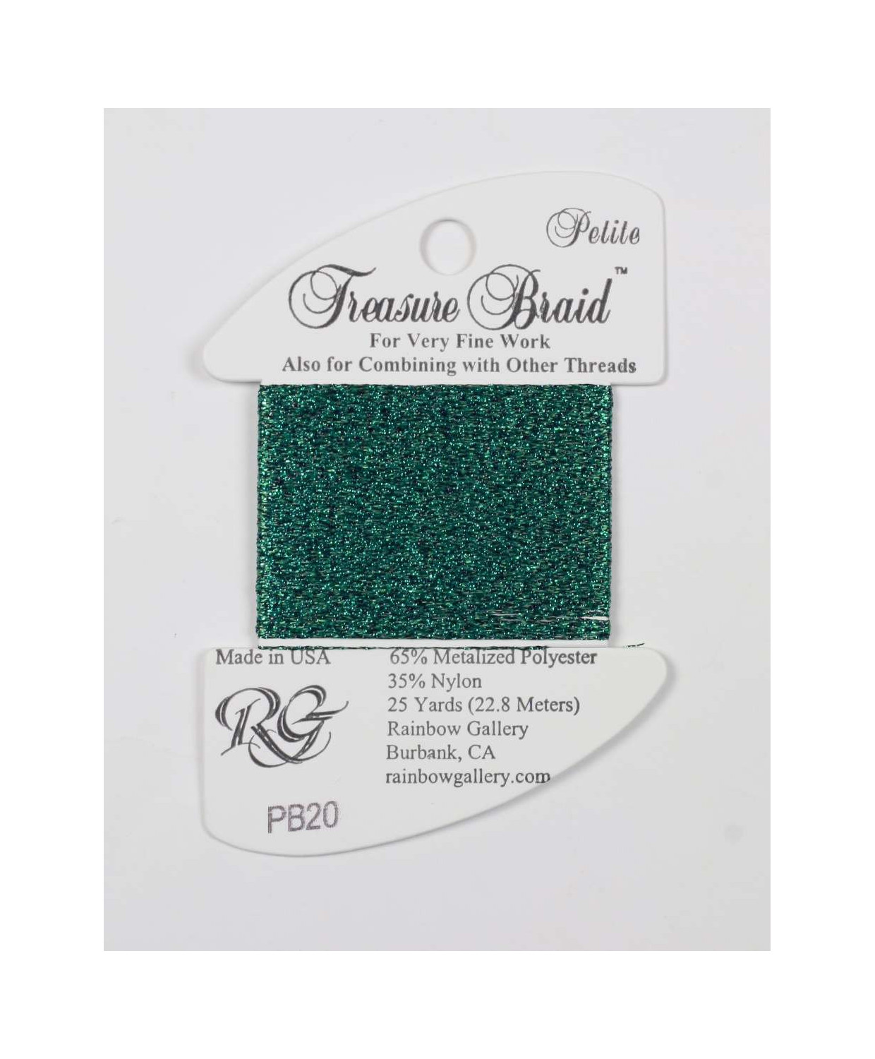 PB20 Metallized Thread Treasure Braid Petite Rainbow Gallery Dark Green