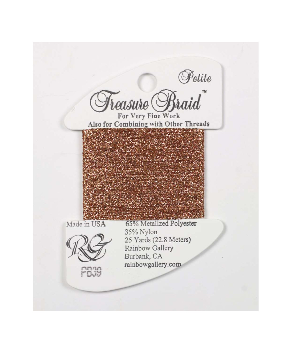 PB39 Metallized Thread Treasure Braid Petite Rainbow Gallery New Copper