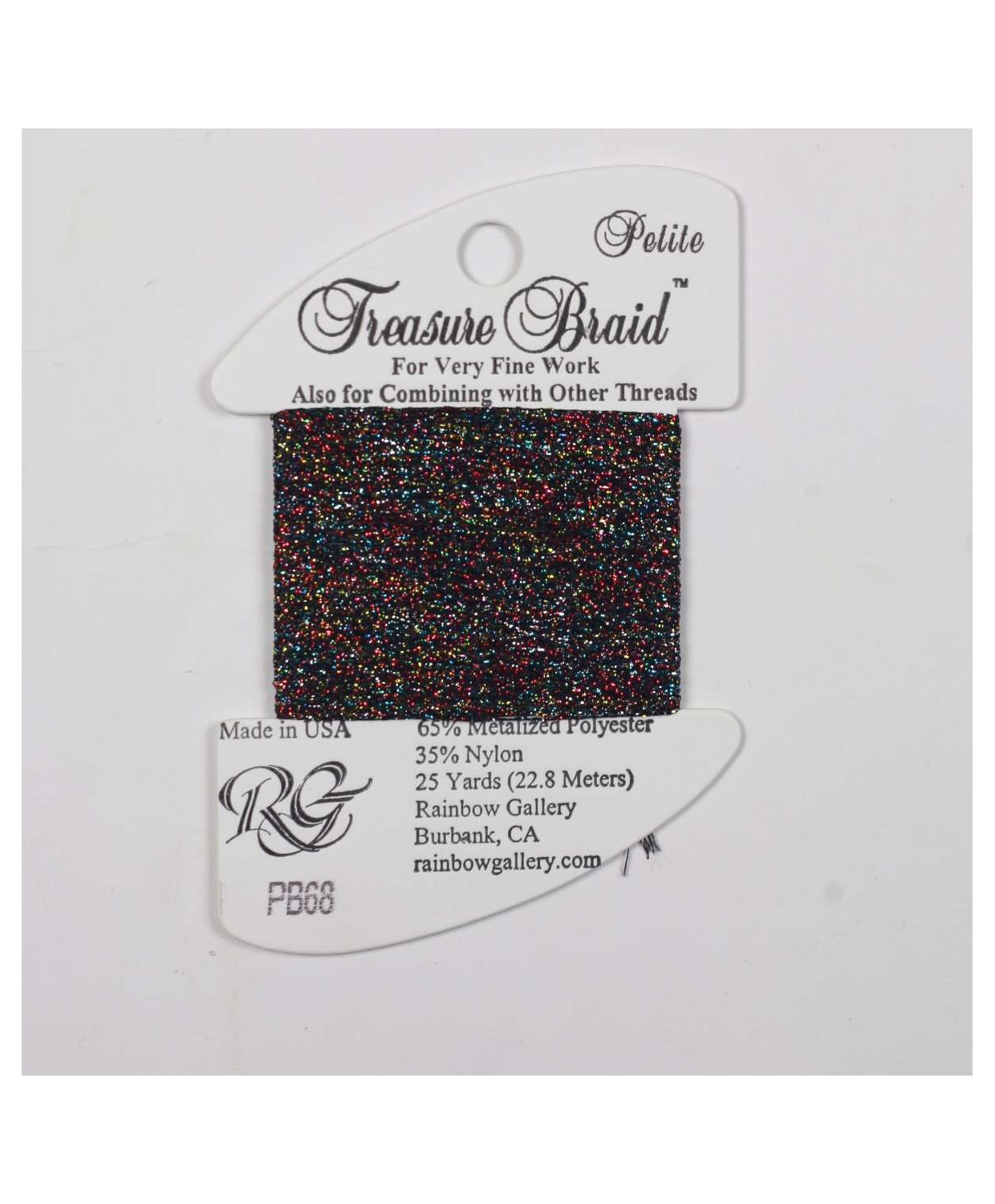 PB68 Metallized Thread Treasure Braid Petite Rainbow Gallery Black Opal