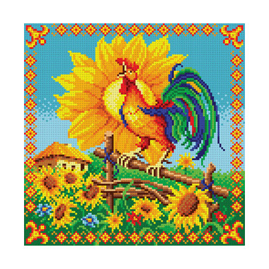 Partial bead embroidery kit Rooster Art-Lar BIS 8814