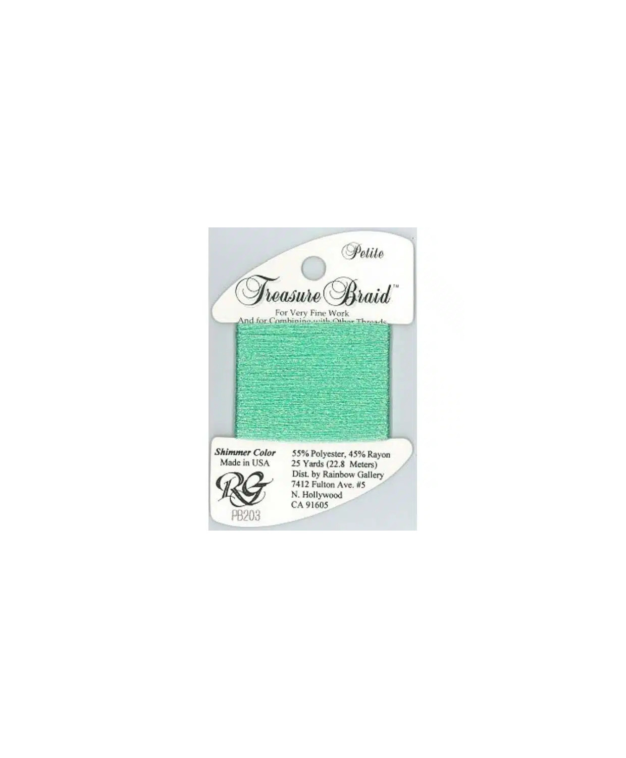 PB203 Metallized Thread Treasure Braid Shimmer Rainbow Gallery Seafoam