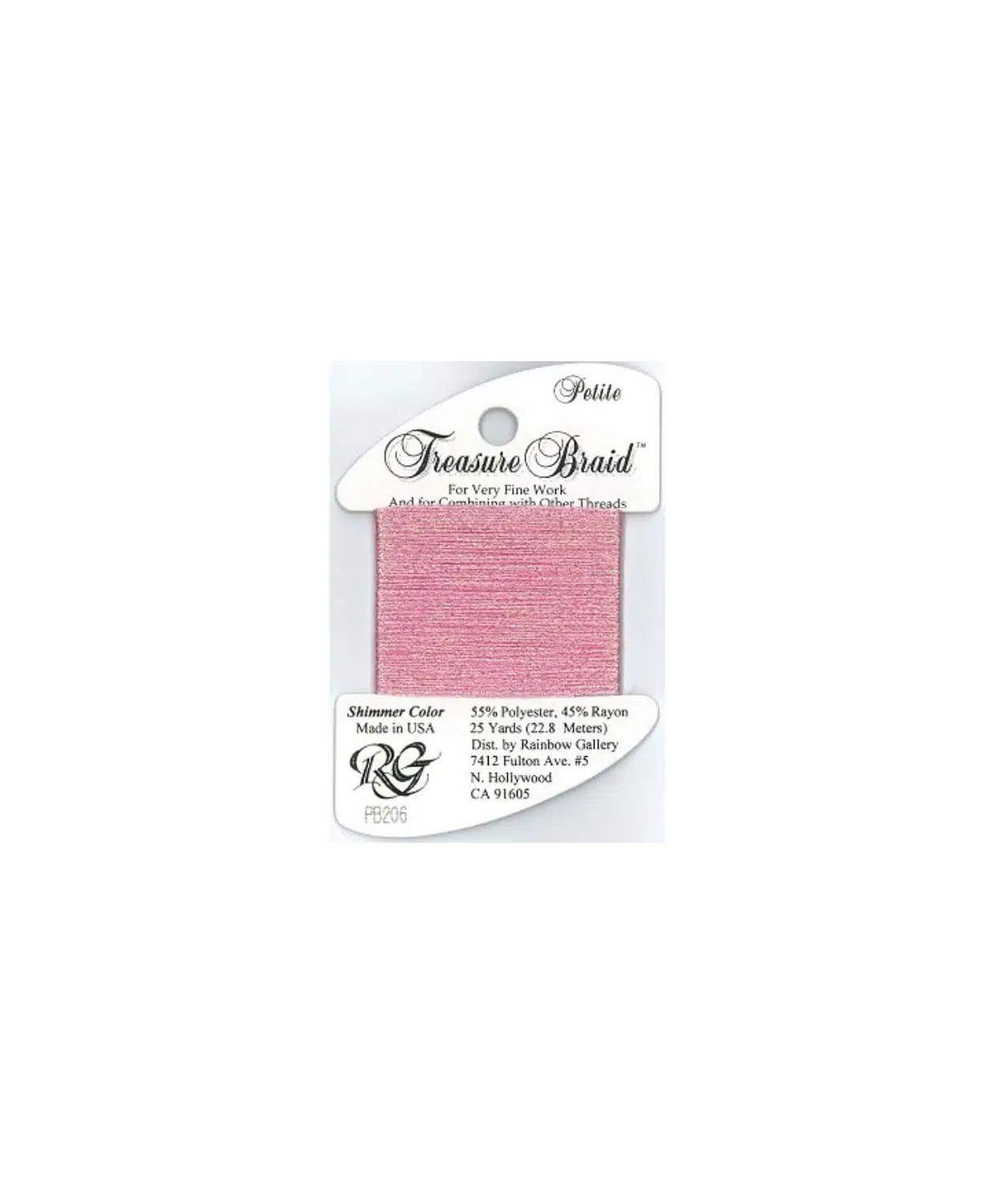 PB206 Metallized Thread Treasure Braid Shimmer Rainbow Gallery Pink