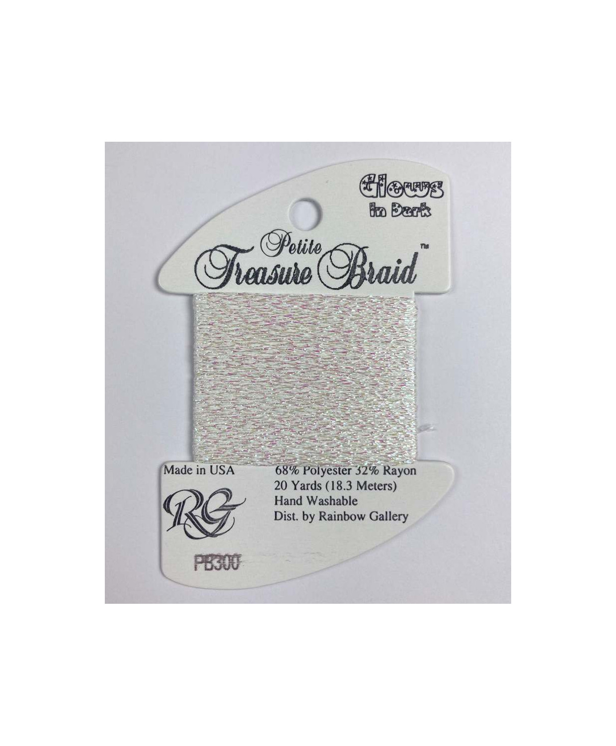 Нитка металізована Treasure Braid Petit PB300 Біла Перлина що світиться в темряві