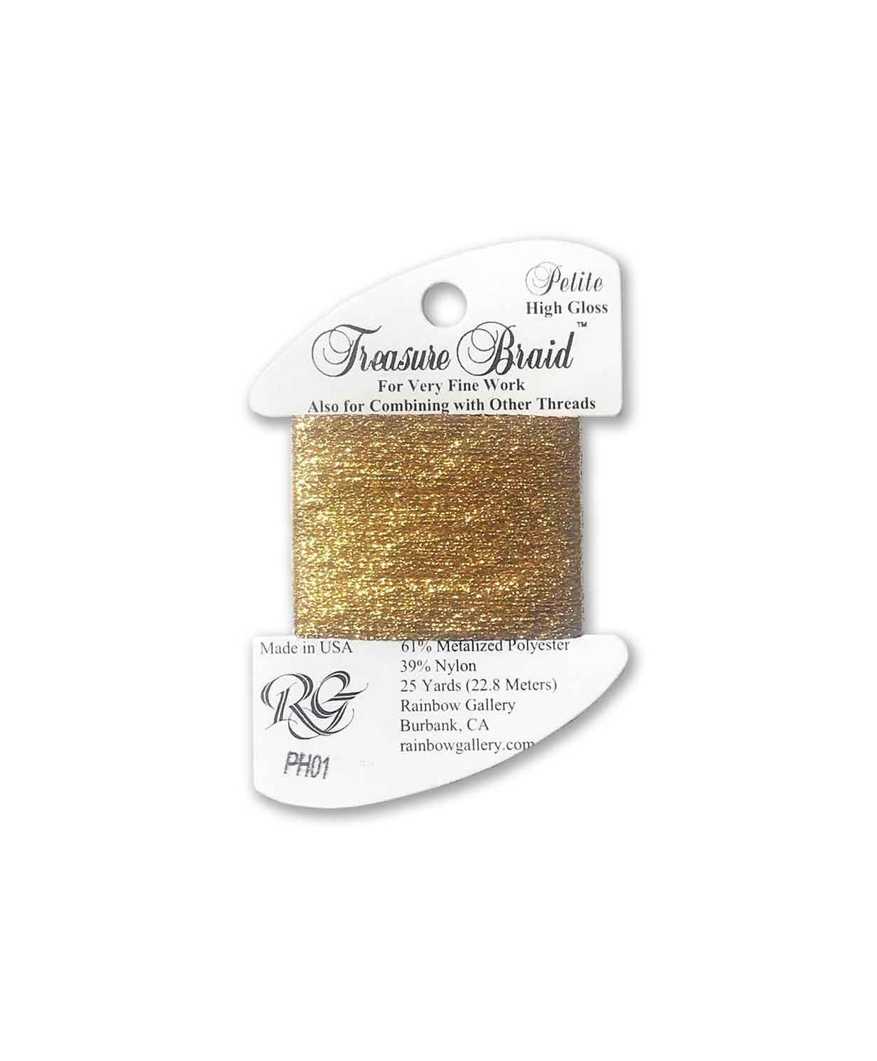 Нитка металізована Treasure Braid Petite High Gloss PH01 Золота