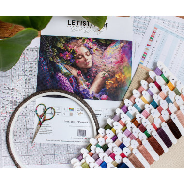 Cross Stitch Kit “Bed of Flowers/Lit de Fleurs” LETISTITCH L8081