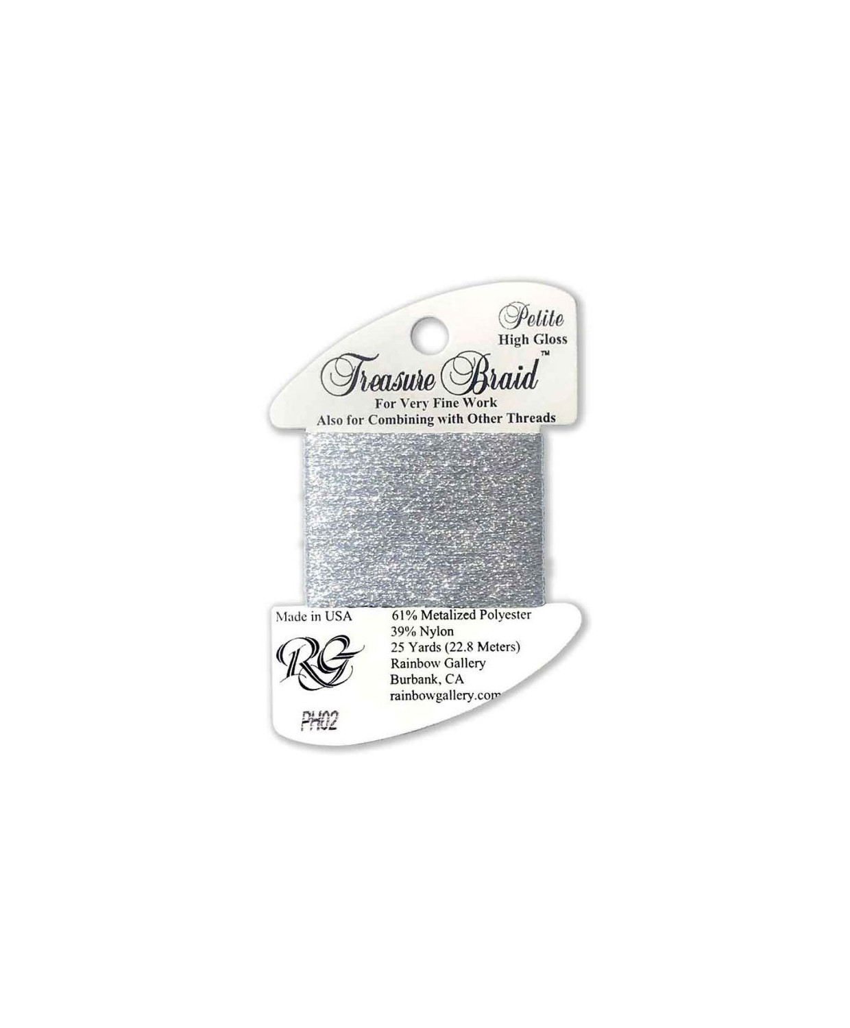 PH02 Metallized Thread Treasure Braid Petite High Gloss Rainbow Gallery, Silver