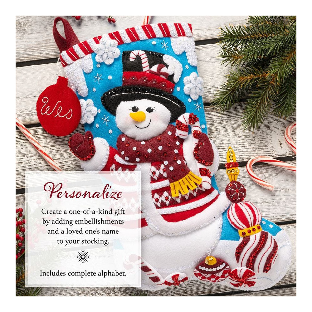 Felt applique kit Bucilla ® Seasonal - Felt - Stocking Kits - Peppermint Snowman - 89610E