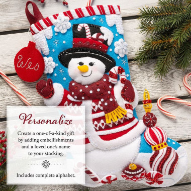 Набор для фетровой аппликации Bucilla ® Seasonal - Войлок - Наборы для чулок - Мятный снеговик - 89610E
