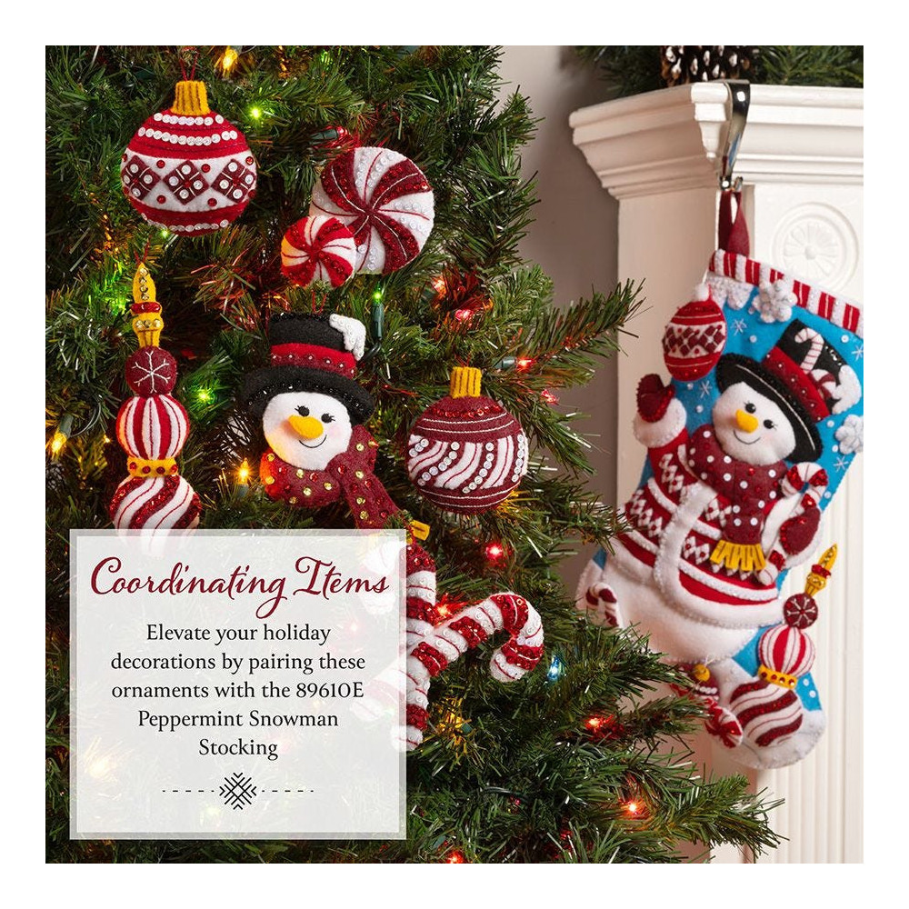 Felt applique kit Bucilla ® Seasonal - Felt - Stocking Kits - Peppermint Snowman - 89610E