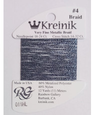 011HL гарматний метал висока блискучість, Kreinik Very Fine №4 Braid