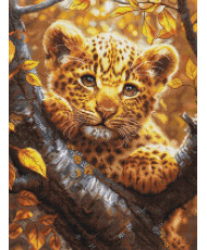 Cross Stitch Kit Luca-S GOLD - Leopard Cub at Sunrise, BU5068