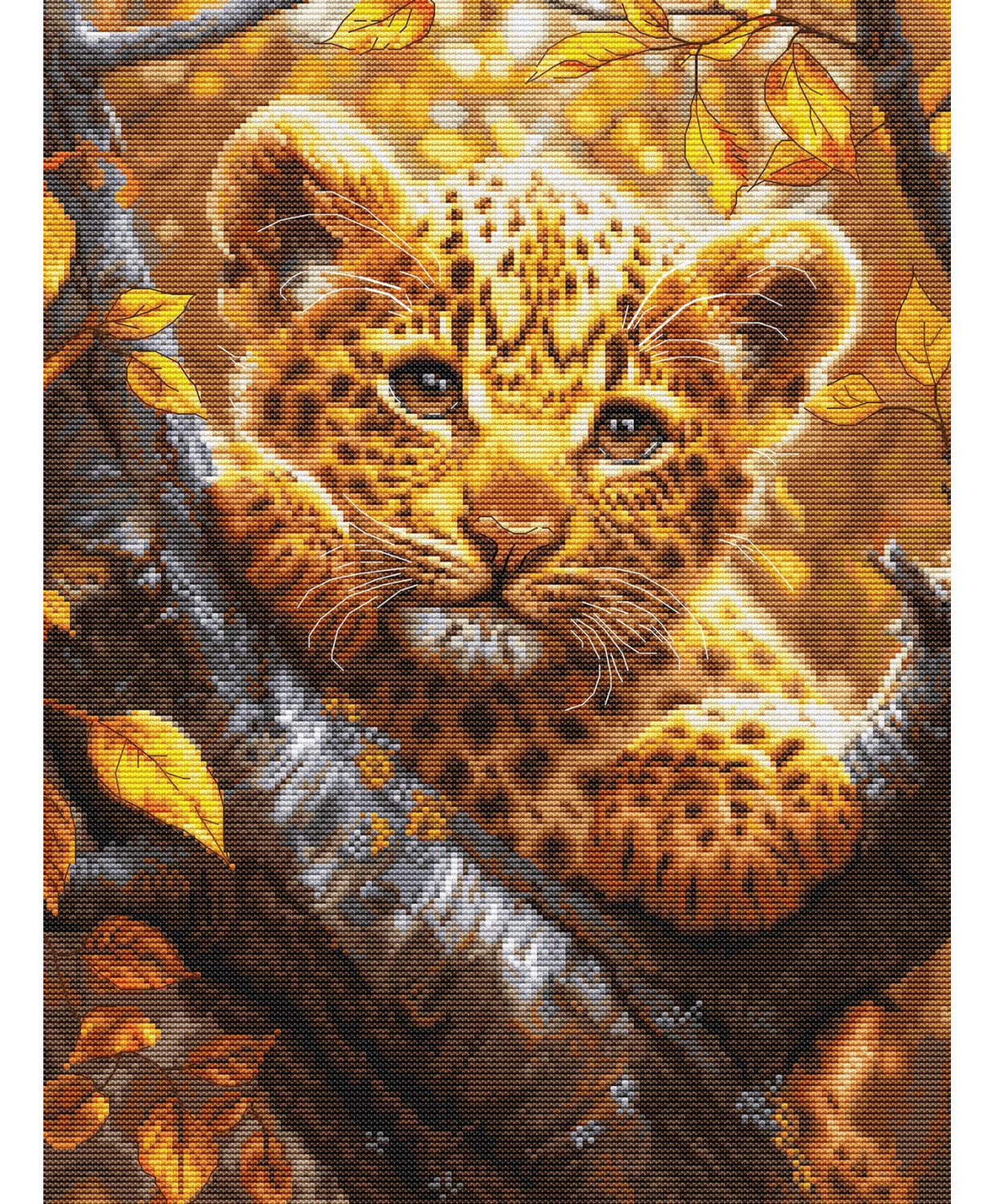 Cross Stitch Kit Luca-S GOLD - Leopard Cub at Sunrise, BU5068