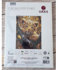 Cross Stitch Kit Luca-S GOLD - Leopard Cub at Sunrise, BU5068