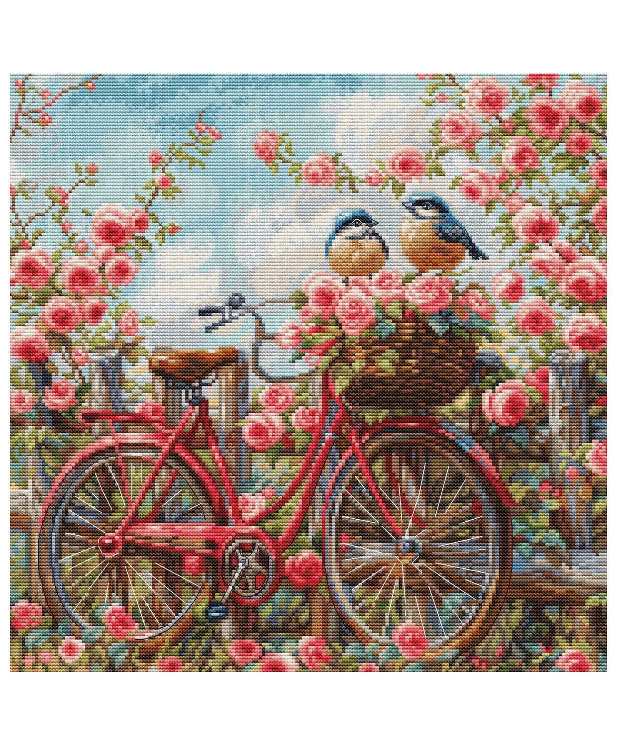 Cross Stitch Kit Luca-S Gold - Bicycle with Roses , BU5061