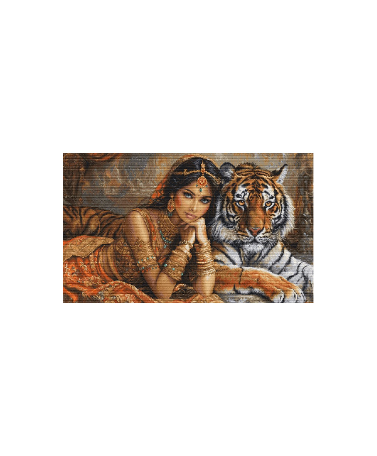 Cross Stitch Kit Luca-S Gold - The Indian Princess and The Royal Tiger, BU5060