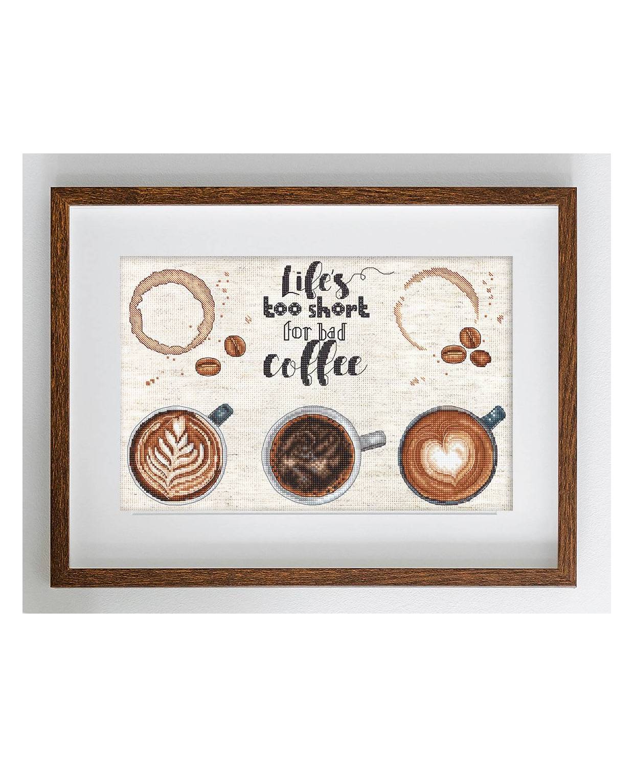 Cross Stitch Kit Letistitch Life’s too short for a bad coffee, L8097