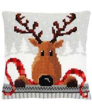 Pillow Embroidery Kit Reindeer with a Red Scarf, Vervaco PN-0148051