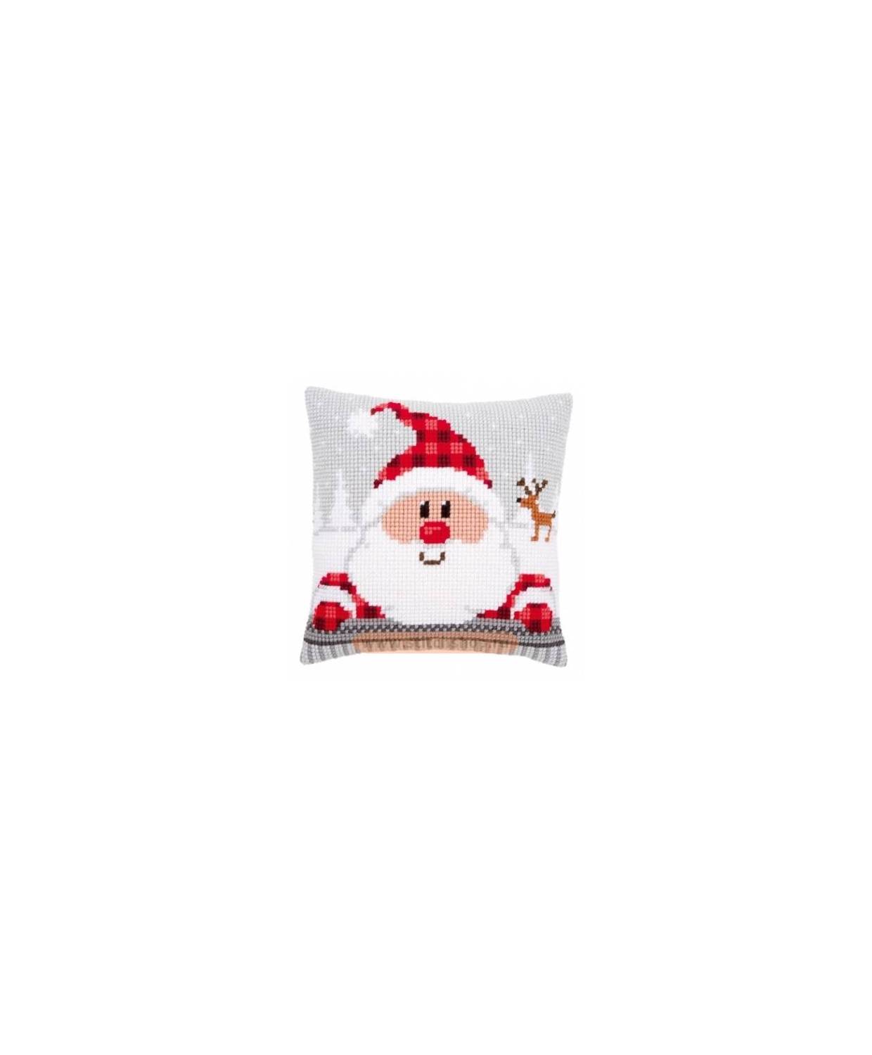 Pillow Embroidery Kit, Vervaсo PN-0148061 Santa in a plaid hat