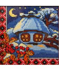 Cross Stitch Kit - Ukraine Hut Winter Night LADY  01272