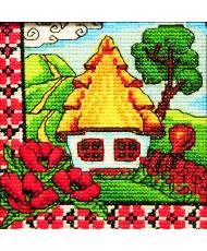 Cross Stitch Kit - Ukraine Hut Poppies of Polesia LADY  01275