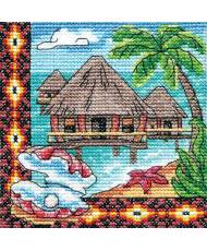 Cross Stitch Kit - Ukraine Hut Oceanic Bungalow LADY  01280