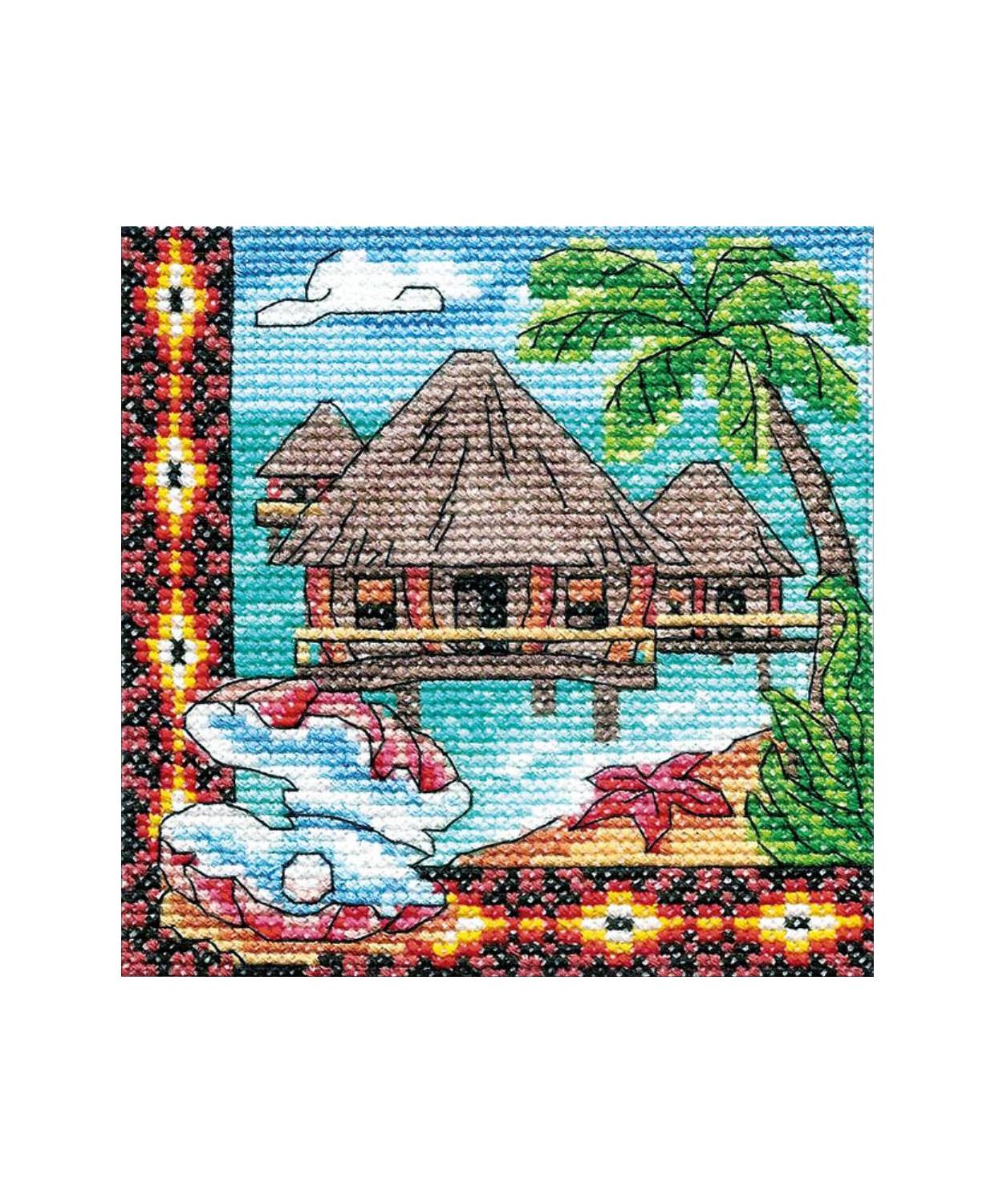 Cross Stitch Kit - Ukraine Hut Oceanic Bungalow LADY  01280