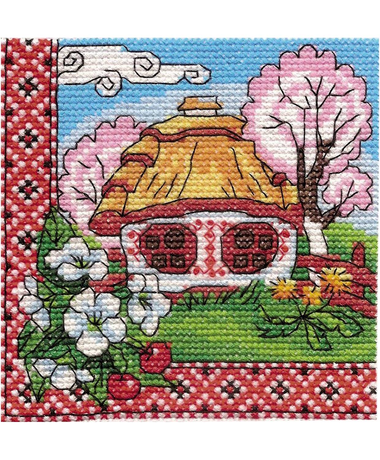 Cross Stitch Kit - Ukraine Hut Podolia in Bloom LADY  01294